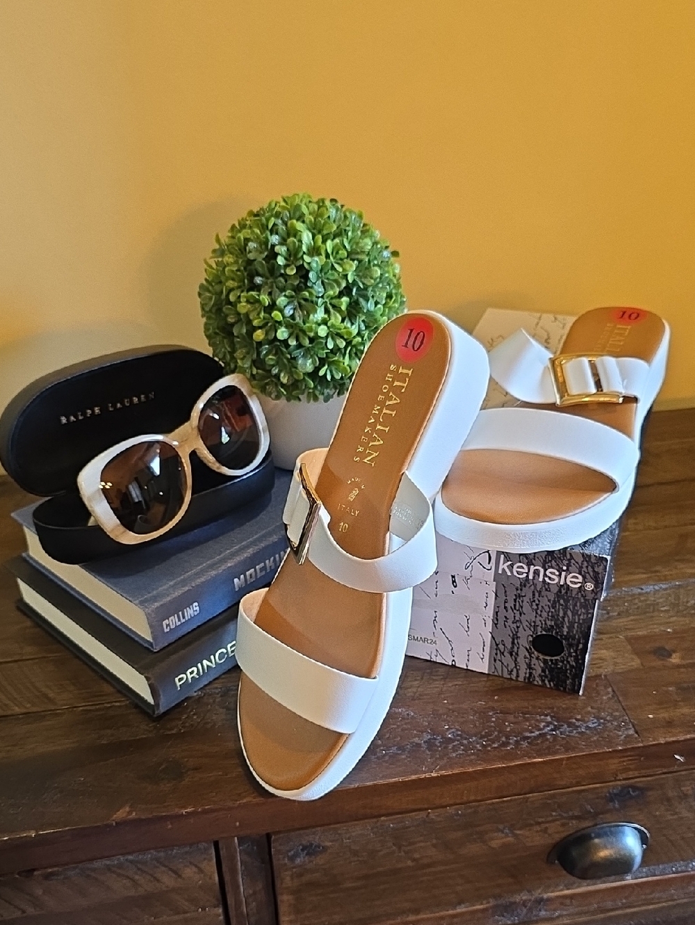 NWT Italian Shoemakers Double-Strap Platform Slides with Buckle